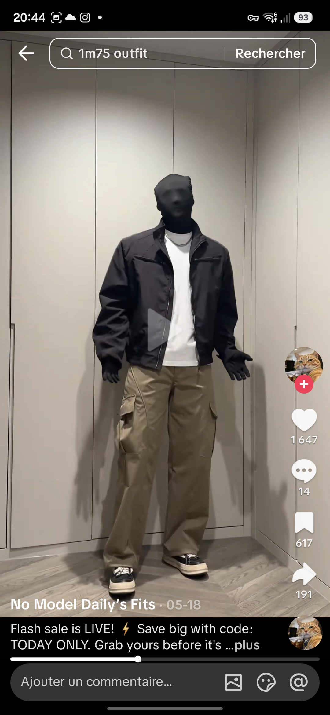 Look 13 - Blouson zippé et pantalon cargo
